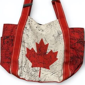 Robin Ruth Canada Maple Leaf Red Canvas Tote Bag Travel Souvenir Heavy Duty